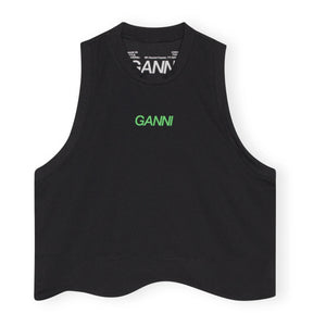 Ganni - Active Mesh Recycelte Oberteil | Schwarz