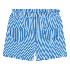 Bonton - Gestreifte Shorts mit Melanie-Herz-Tasche | Blau