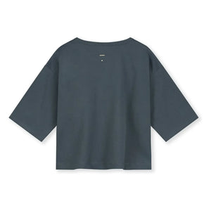 Gray Label – Bio-Baumwoll-T-Shirt mit 3/4-Arm | Graublau