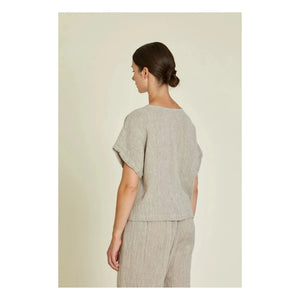 Black Crane – Basic Leinen-Top | Hellgrau