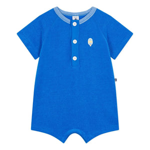Petit Bateau - Einfarbiger Kurzarm-Strampler | Königsblau