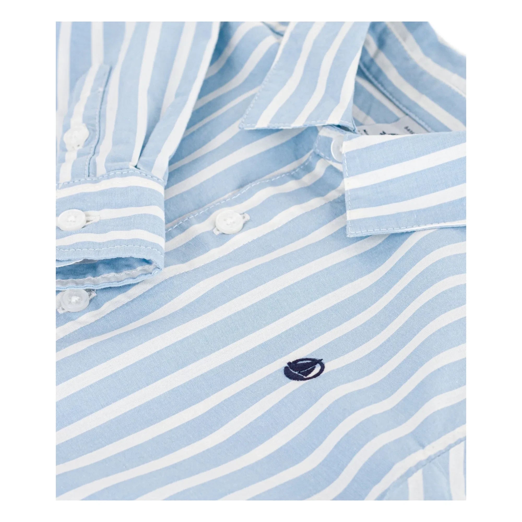 Petit Bateau – Gestreiftes Popeline-Hemd aus Bio-Baumwolle | Blau