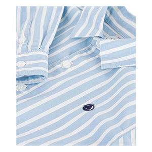 Petit Bateau – Gestreiftes Popeline-Hemd aus Bio-Baumwolle | Blau
