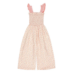 Búho – Seersucker-Blumenoverall | Pfirsich