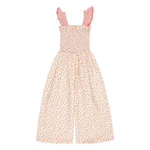 Búho – Seersucker-Blumenoverall | Pfirsich