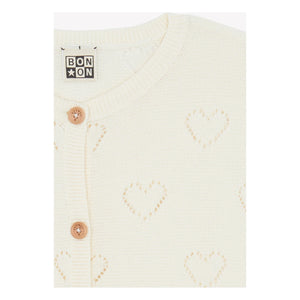 Bonton - Lilou Cœurs Strickjacke | Ecru
