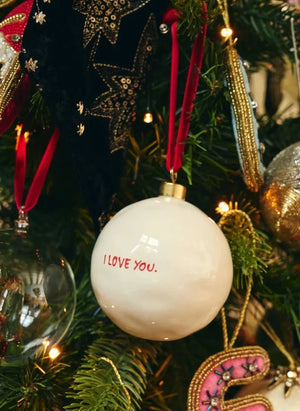 Anna + Nina - "Ich liebe dich" Weihnachtsbaum Ornament | Weiß