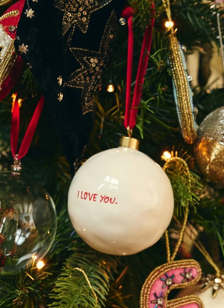 Anna + Nina - "Ich liebe dich" Weihnachtsbaum Ornament | Weiß