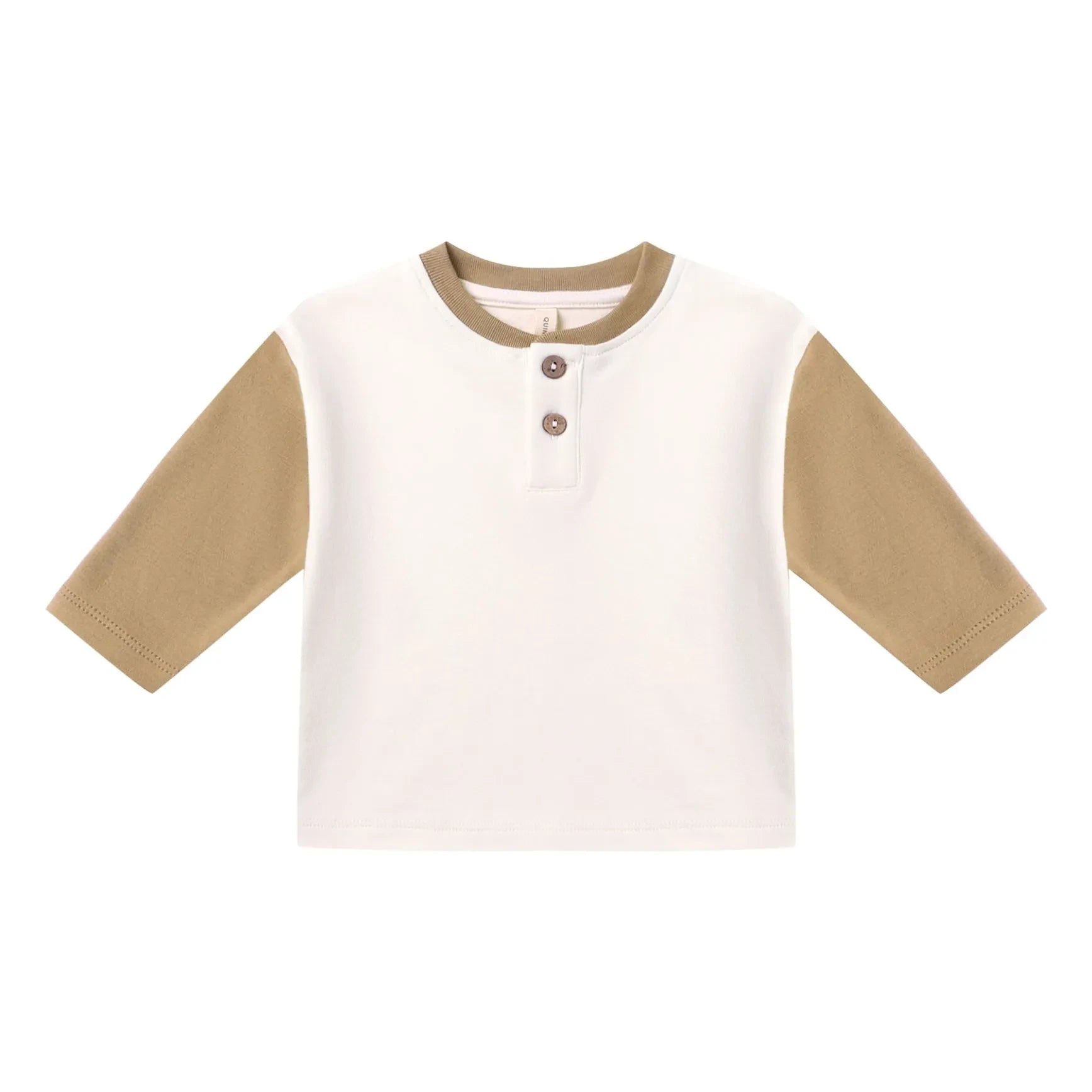 Quincy Mae - Henley-T-Shirt aus Bio-Baumwolle | Elfenbein