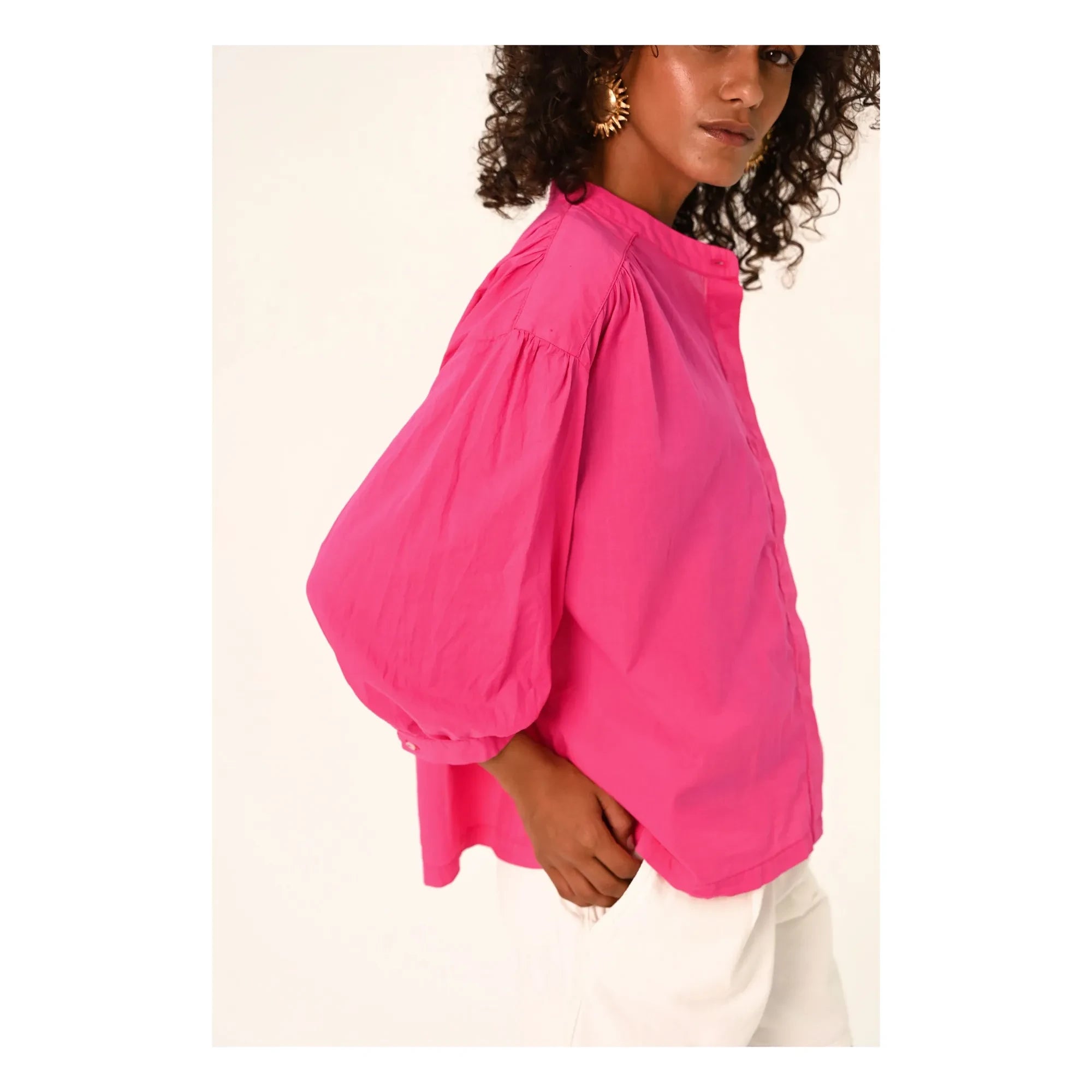 Sacrécoeur - Carla Hibis Popeline Bluse | Himbeere