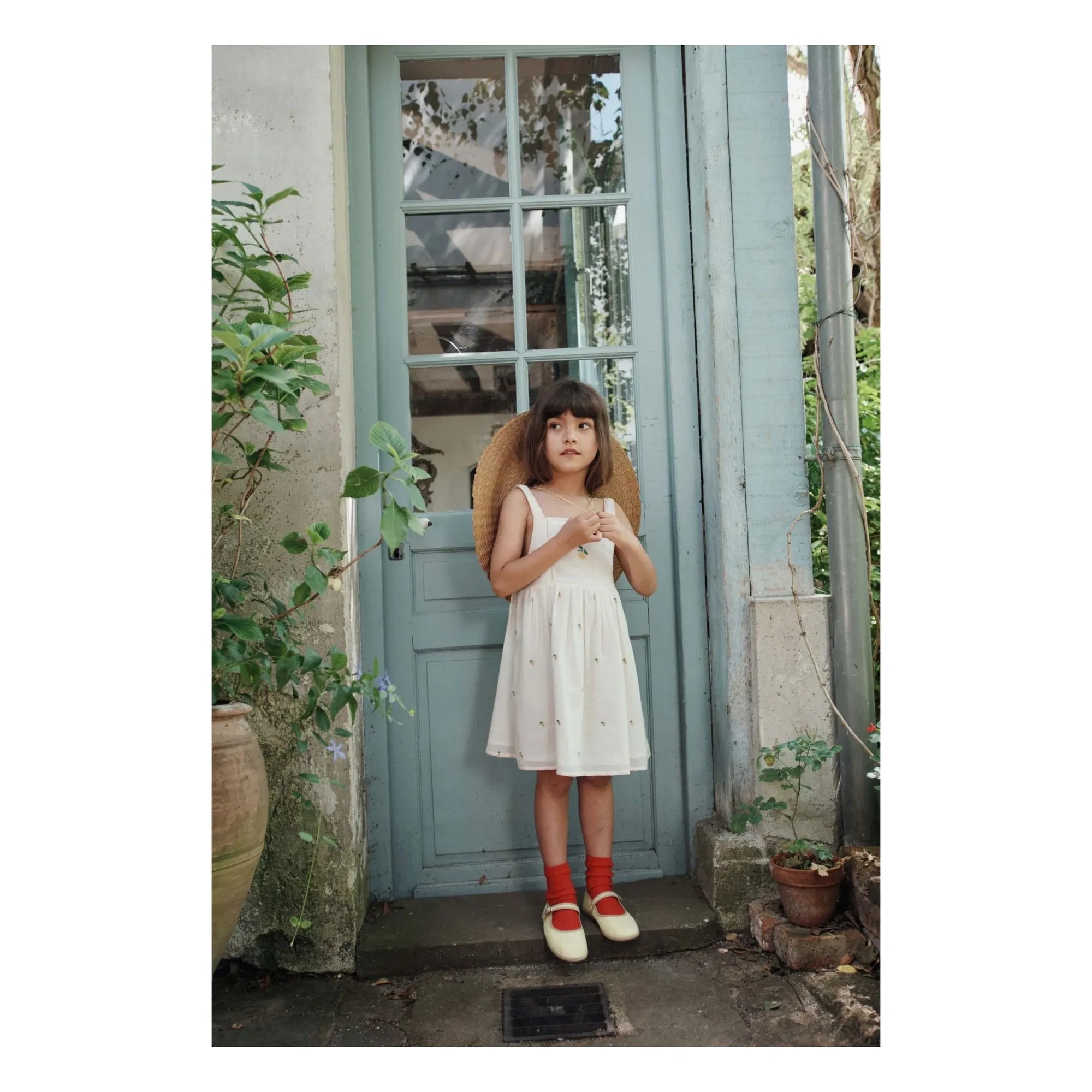 Emile et Ida - Kleid mit Zitronenstickerei | Creme