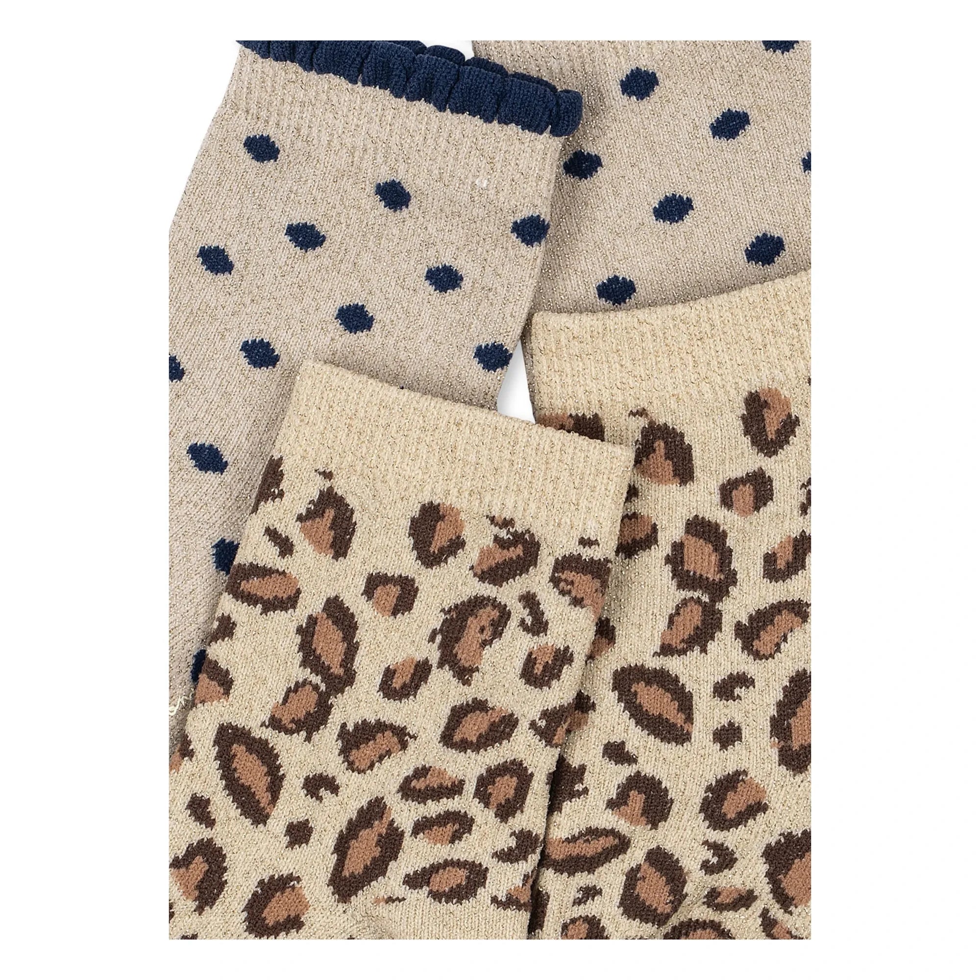 Konges Sløjd - Socken im Leo-Look, 2er-Set | Beige