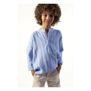 Sunchild - Gestreifte Negril Bluse mit Tuneskragen | Blau