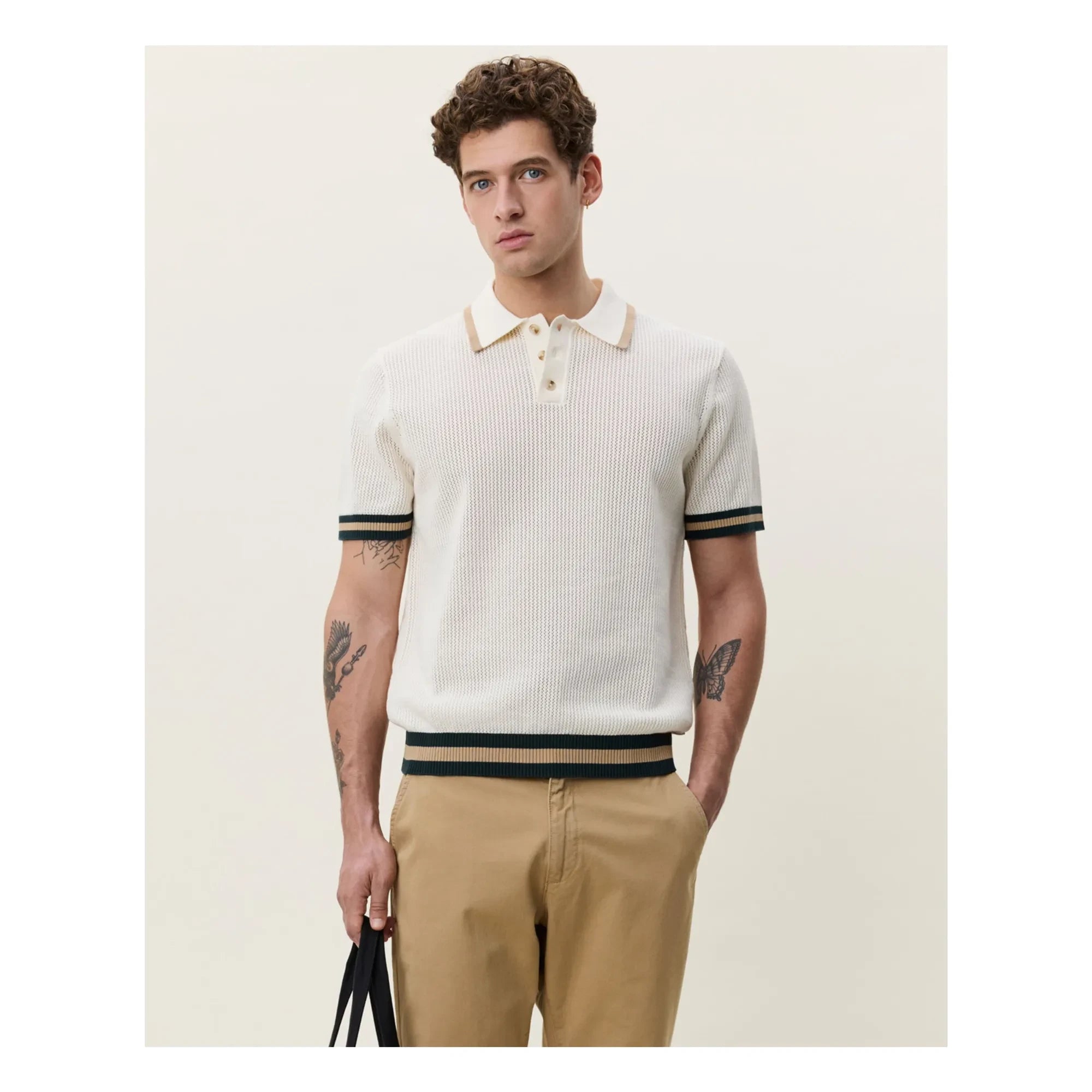 Les Deux - Polo Spitzenstrick | Gebrochenes Weiß