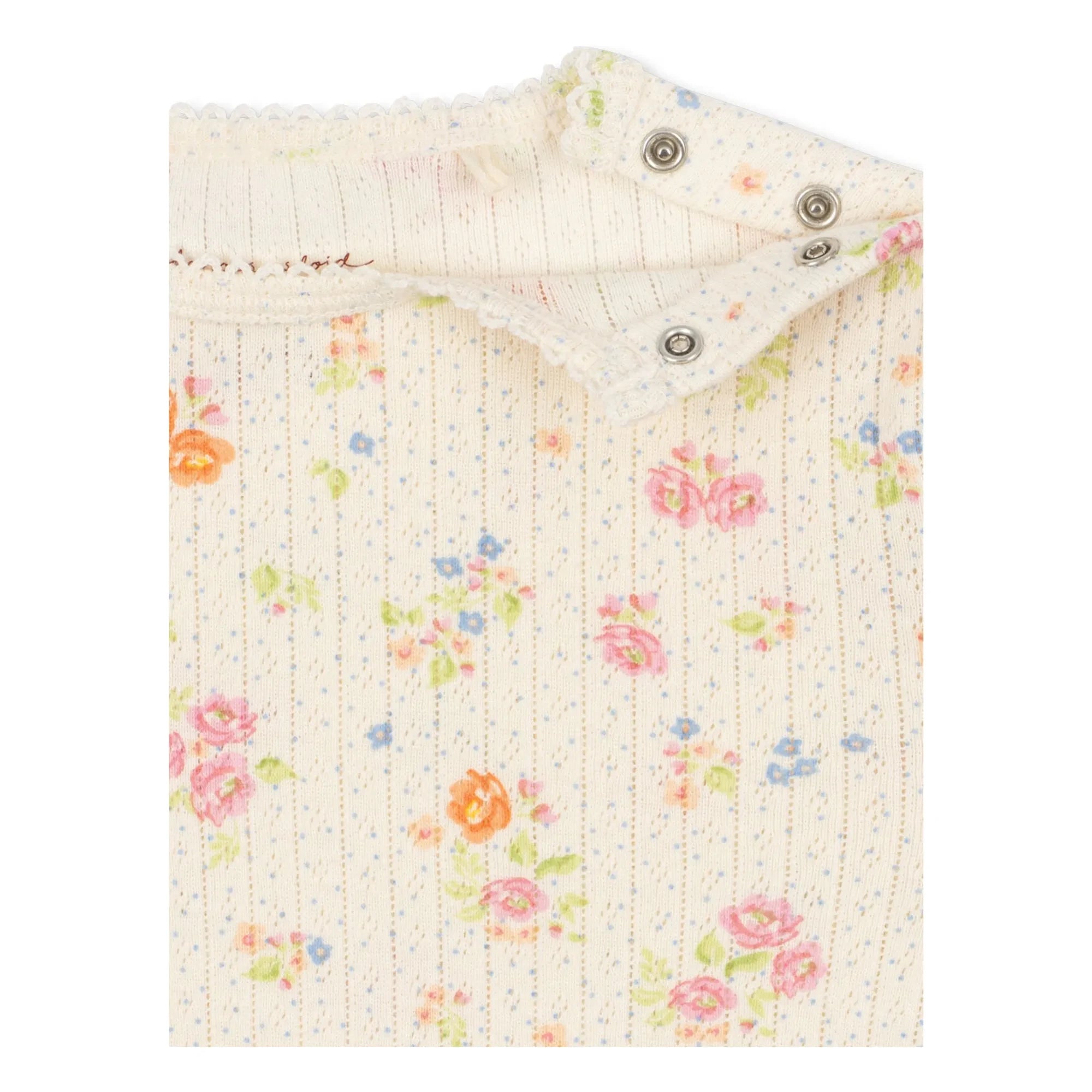Konges Sløjd - Minnie Rib-Body mit Blumenmuster aus Bio-Baumwolle | Ecru