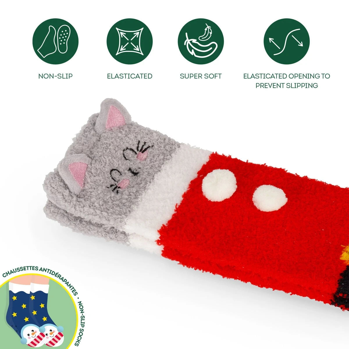 Legami - Erwachsene Weihnachts Hausschuh Socken Kitty Santa - Eine Perfekte Passform!