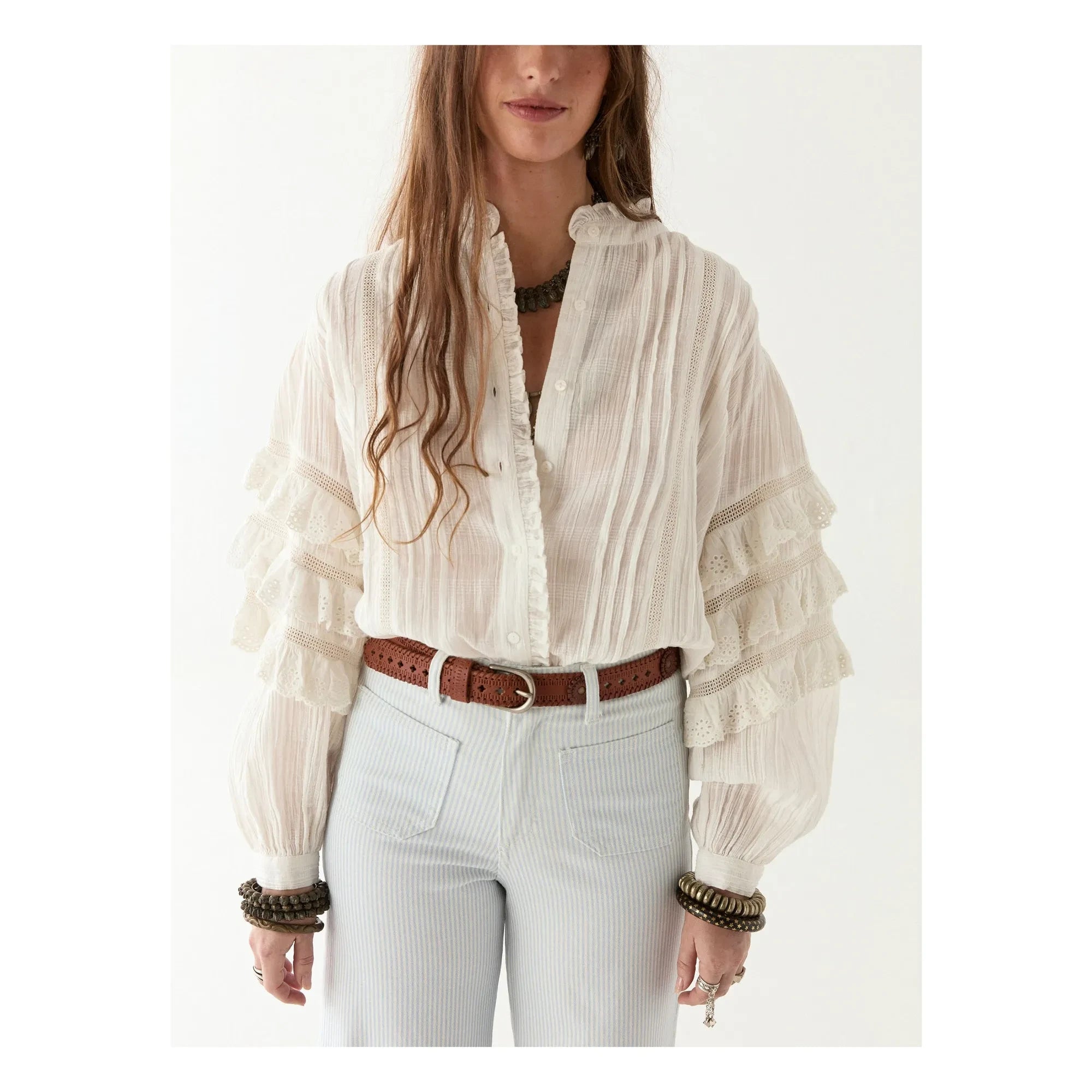 Maison Hotel – Kuba Schiffli Omara Bluse | Weiß