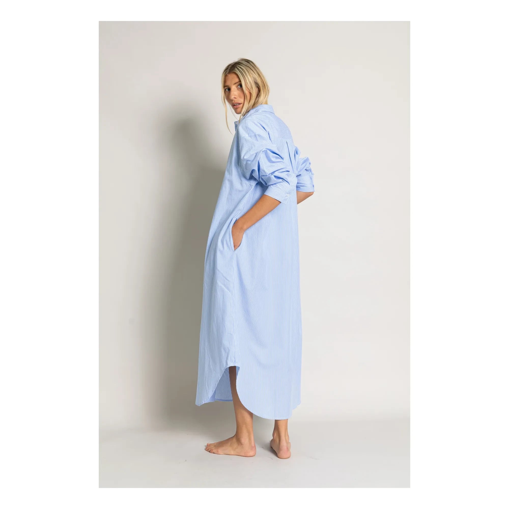 Smallable Woman - Melissa Gestreiftes Hemdkleid | Hellblau