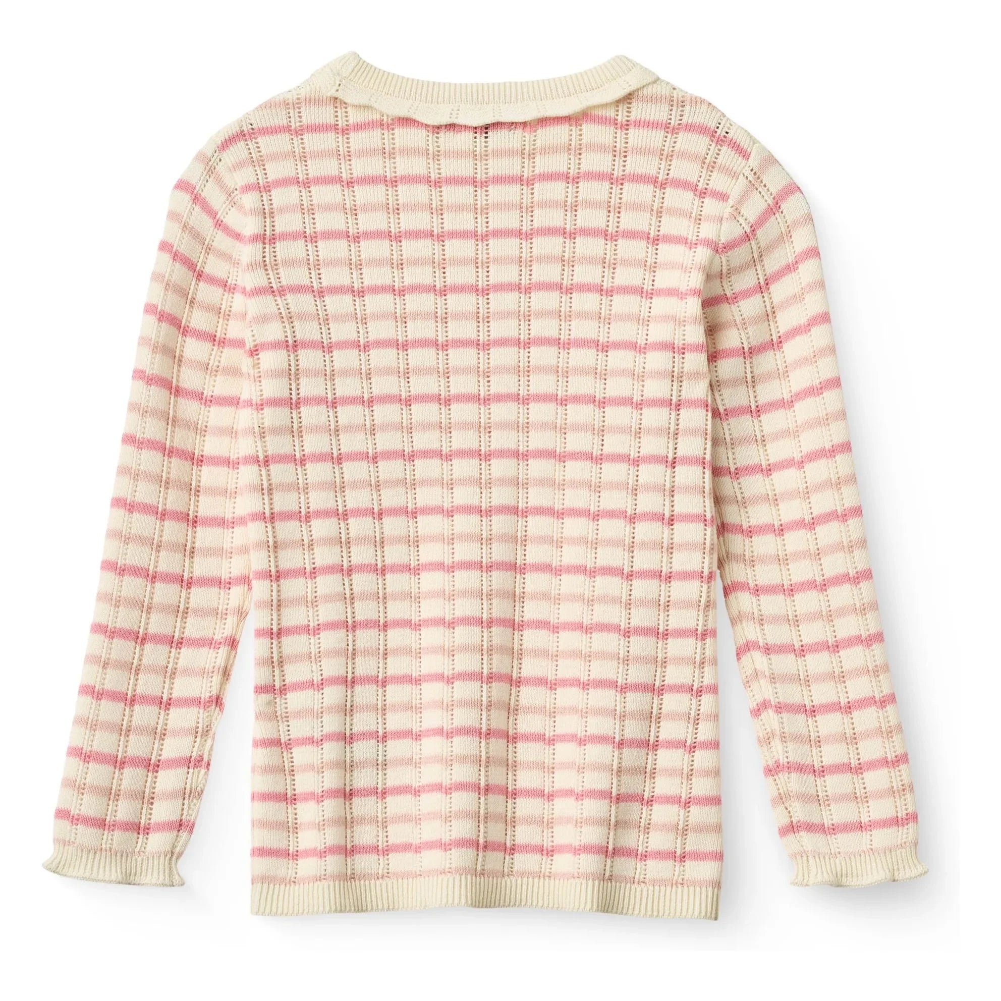 Copenhagen Colors – Geripptes T-Shirt aus Bio-Baumwolle mit Ajourmuster | Rosa