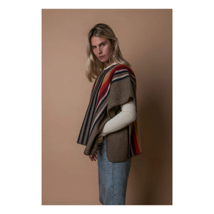 La Méricaine - Apache Langer Poncho Recycelte Wolle | Grau