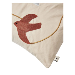Ferm Living Kids - Swif Bird besticktes Kissen | Beige