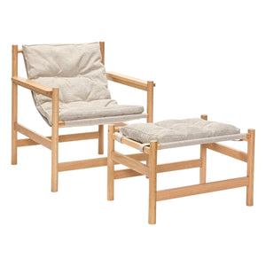 Hübsch - Heritage Sessel mit Fußhocker | Beige