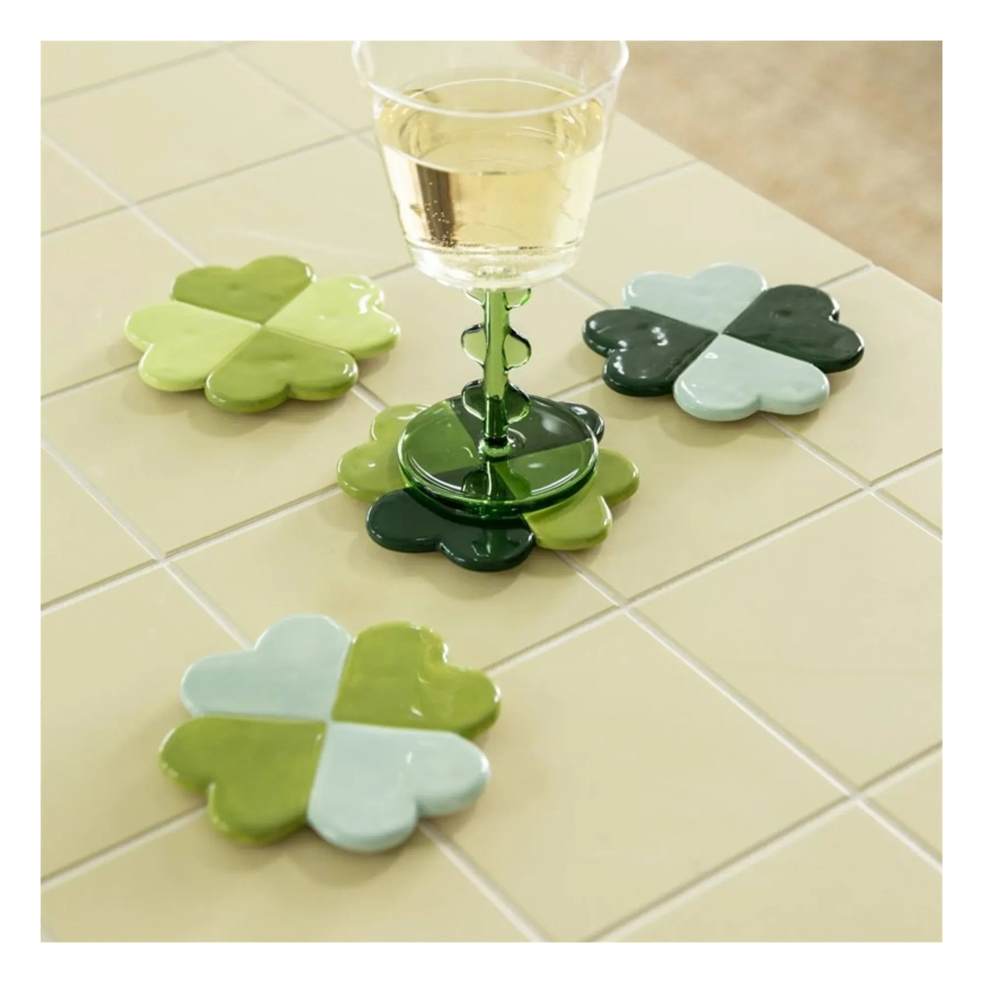 &Klevering - Glücksklee-Untersetzer - 4er Set | Grün