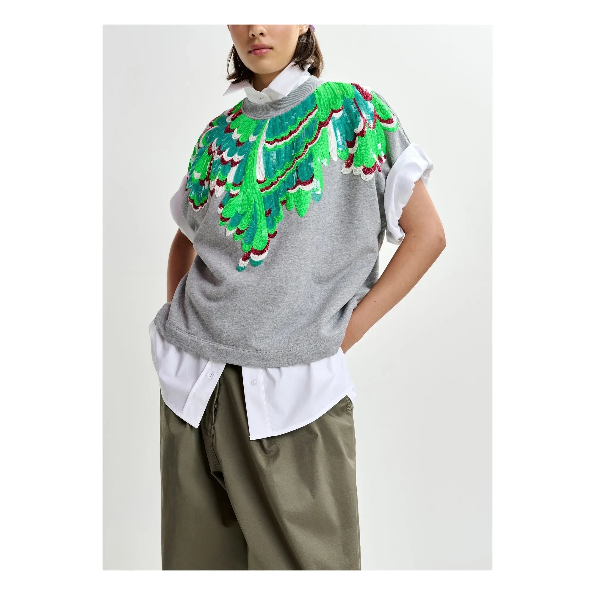 Essentiel Antwerp - Sweatshirt Jolies Stickereien | Grün