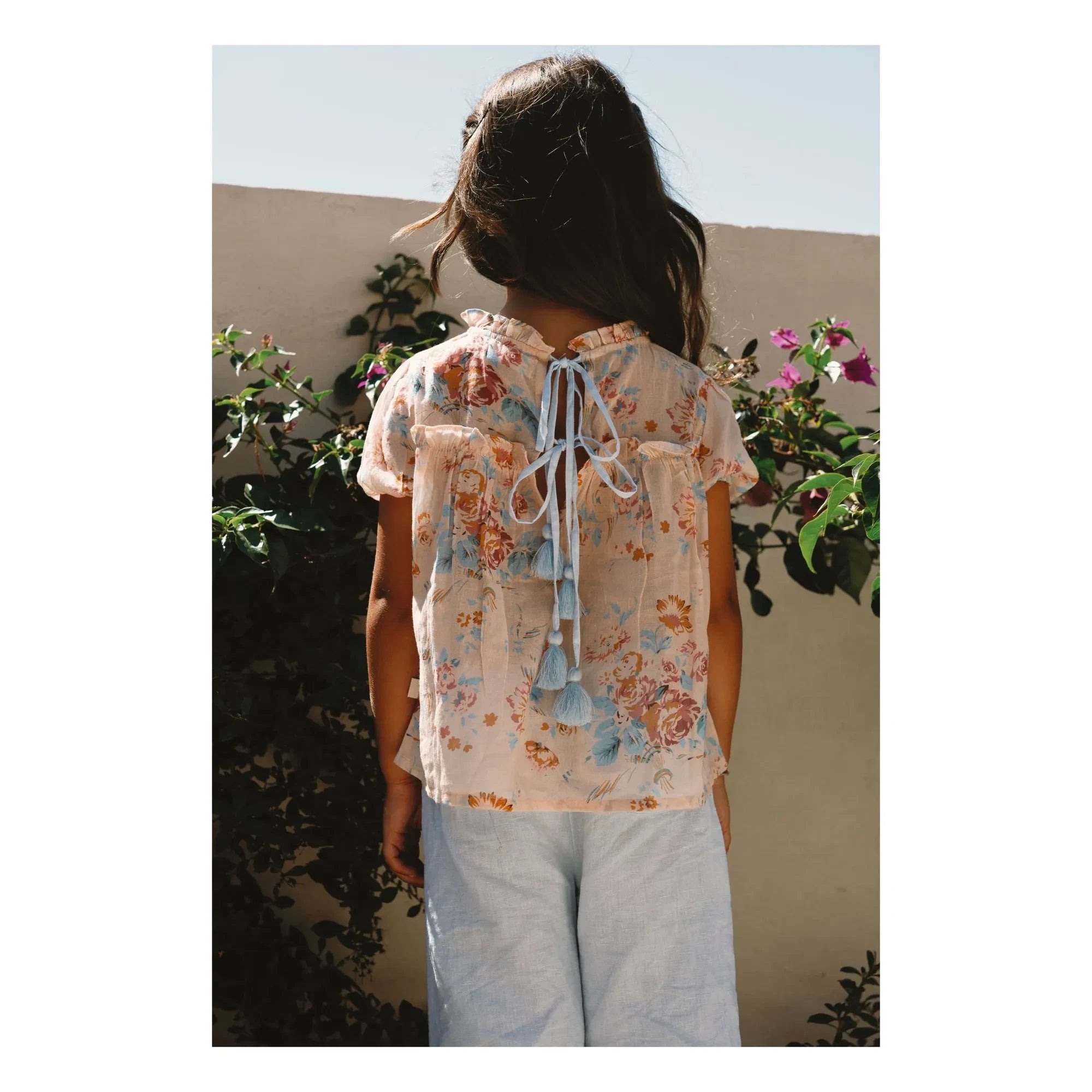 Lilinoa - Elise Geblümte Baumwollbluse | Pfirsich