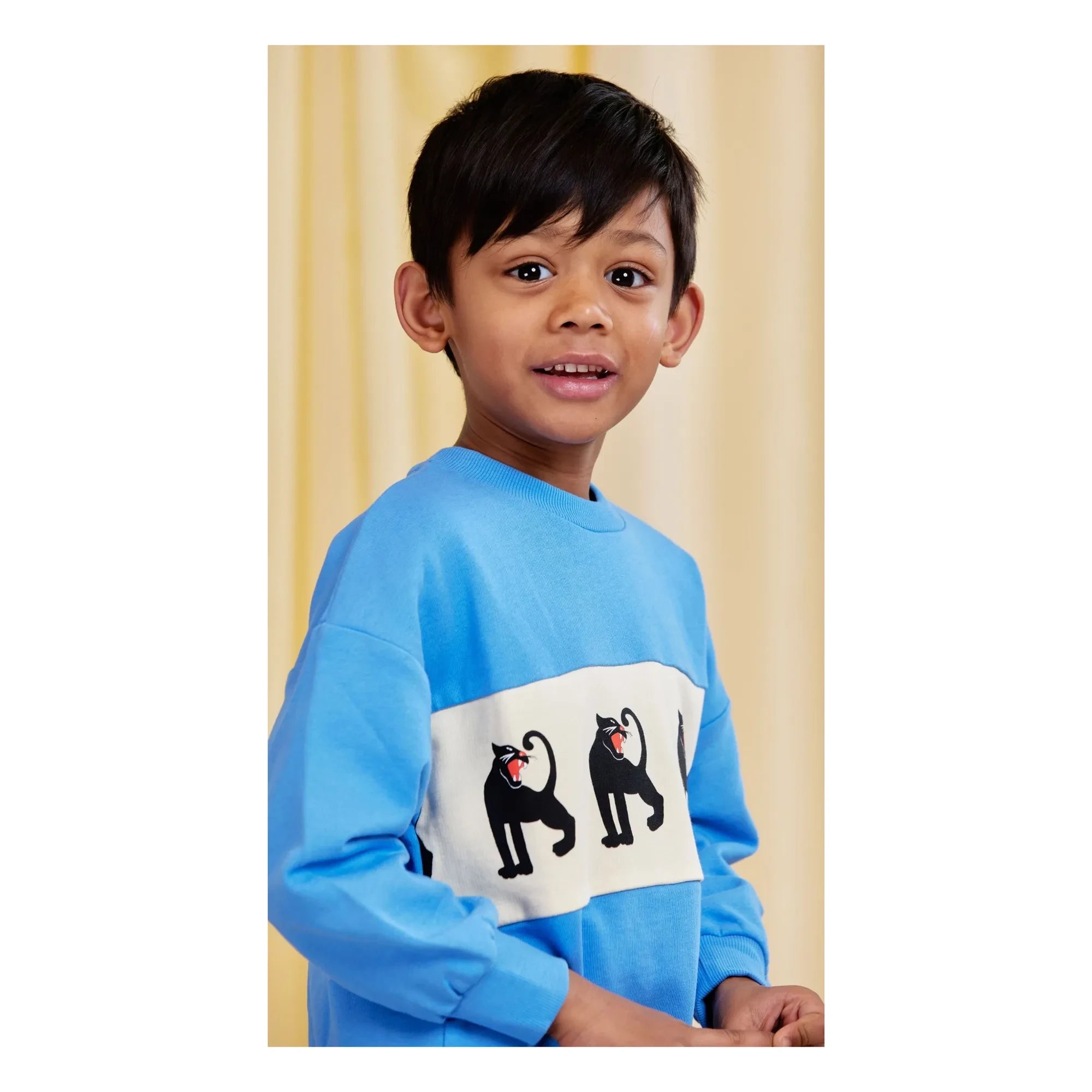 Mini Rodini - Panther Sweatshirt aus Bio-Baumwolle | Azurblau