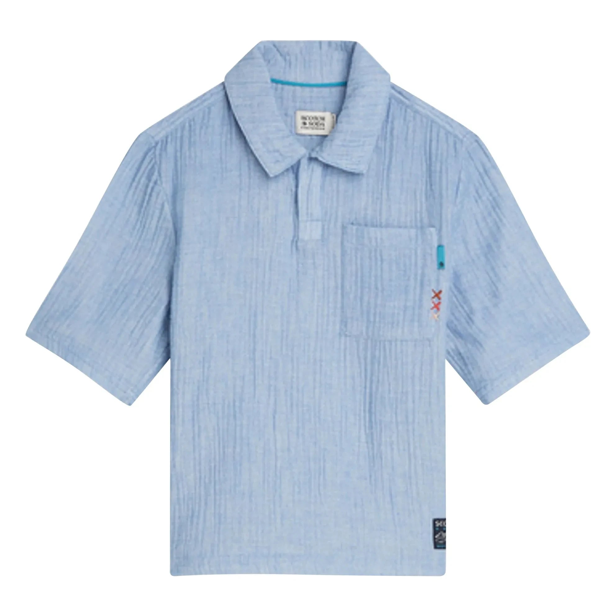 Scotch & Soda – Polo-Chambray-Hemd | Hellblau
