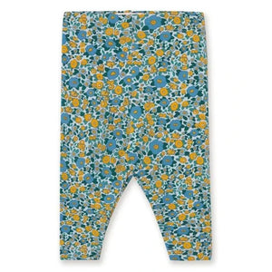 Tinycottons – Leggings aus Bio-Baumwolle mit Rippstrick und Blumenmuster | Blau