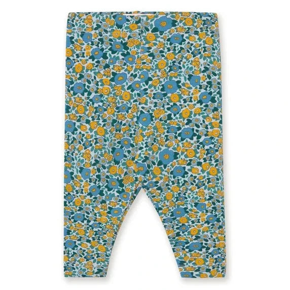 Tinycottons – Leggings aus Bio-Baumwolle mit Rippstrick und Blumenmuster | Blau
