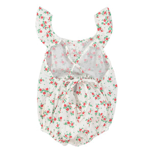 Piupiuchick - Bio-Baumwoll-Overall mit Blumenmuster | Weiß