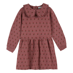 Emile et Ida - Fleece-Kleid mit Blumenmuster aus Bio-Baumwolle | Dunkelviolett