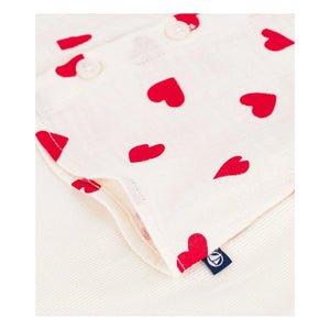Petit Bateau - Gaze-Herzen-Bluse und Leggings-Set aus Bio-Baumwolle | Ecru