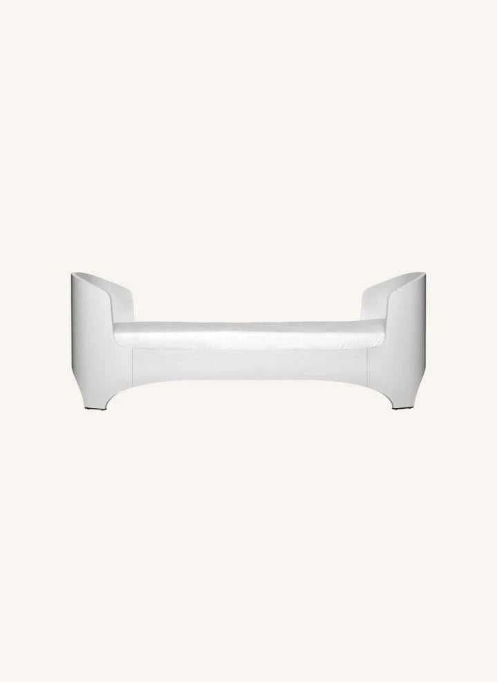 Leander - Dönüştürülebilir Oval Karyola, Comfort+7 Yatak ile Eksiksiz | Beyaz saten