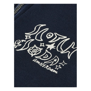 Scotch & Soda – Gestreiftes Sweatshirt mit Reißverschluss | Marineblau