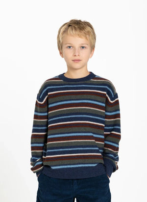 Smallable Kid - Matteo Gestreifter Wollpullover | Blau