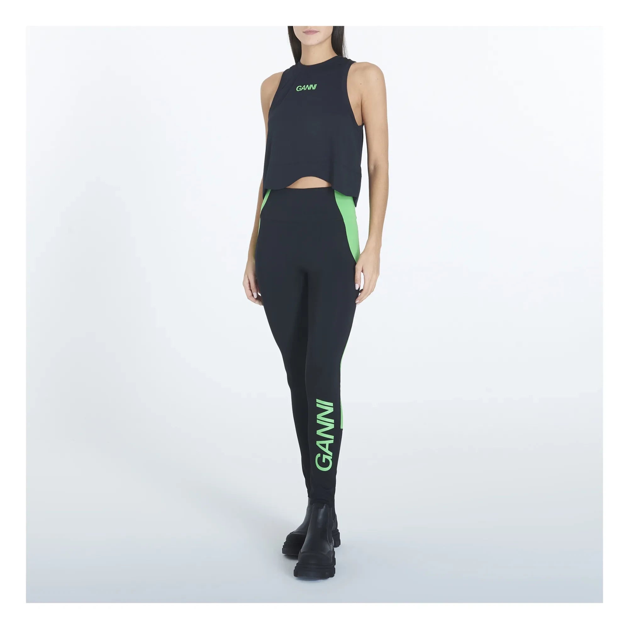 Ganni - Active Mesh Recycelte Oberteil | Schwarz