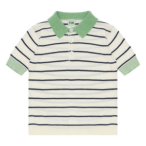 FUB - Gestreiftes Poloshirt Extra Fine Knit Bio-Baumwolle | Ecru