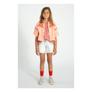 Piupiuchick - Geometrische Twill-Kurzarmjacke | Koralle
