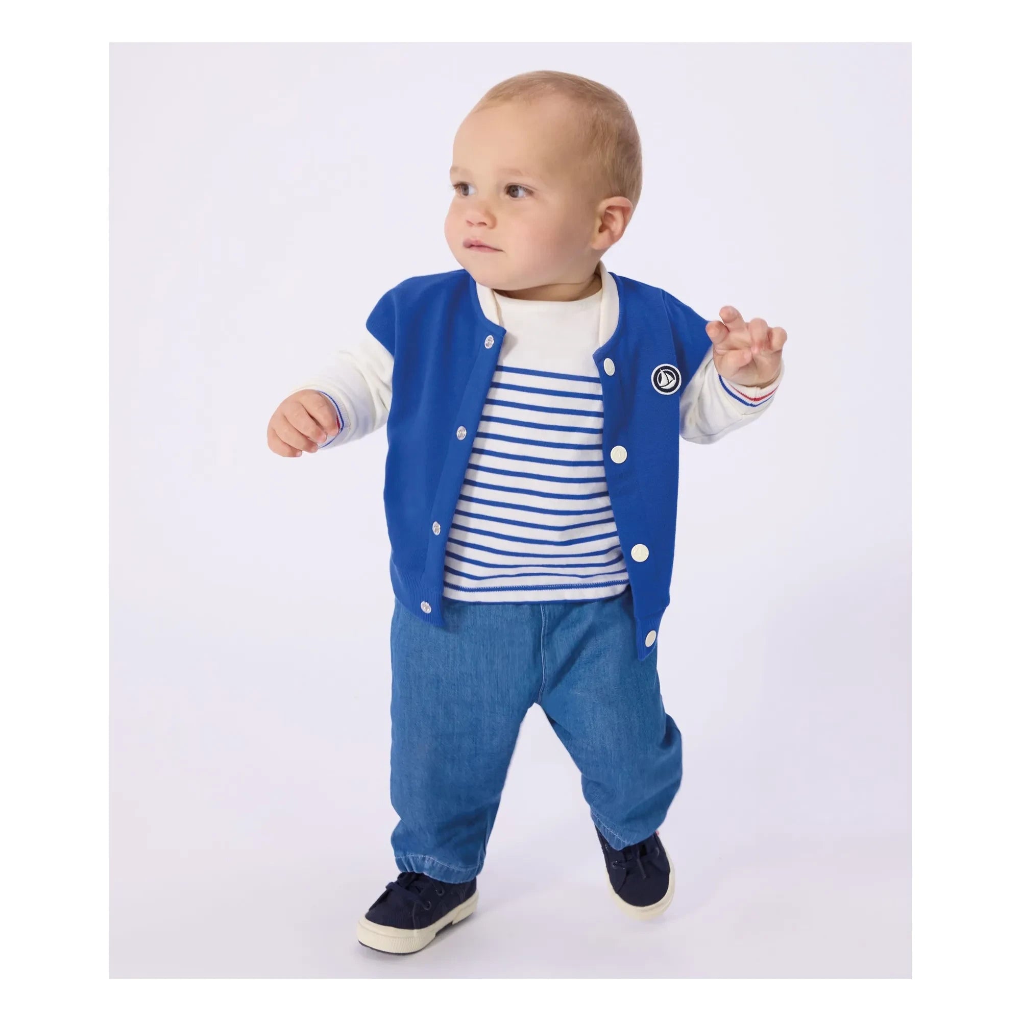 Petit Bateau - Jacke Teddy Colorblock | Königsblau