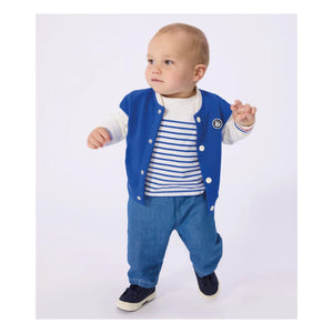 Petit Bateau - Jacke Teddy Colorblock | Königsblau