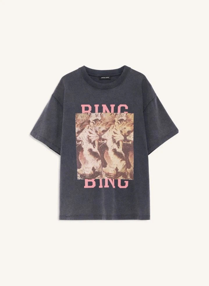 Anine Bing - Cade Tiger Baumwoll T-Shirt | Schwarz