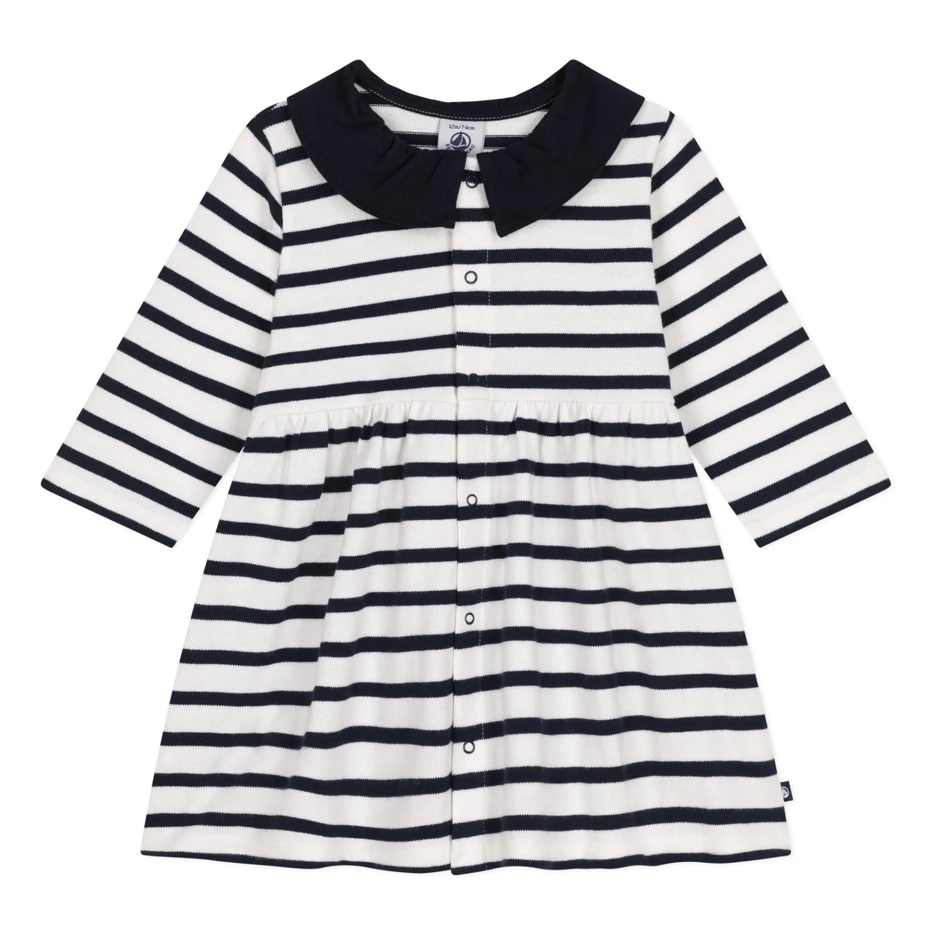 Petit Bateau - Gestreiftes Marabout Kleid | Ecru