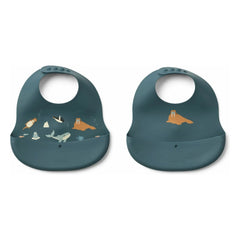 Liewood - Ember Silikon-Lätzchen - 2er-Pack | Arctic Sea/Ocean view