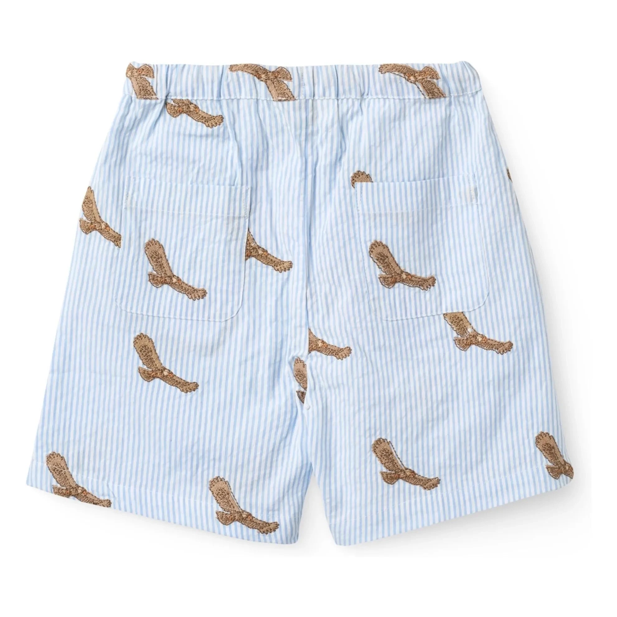 Copenhagen Colors - Eagles Seersucker Bio-Baumwolle Bestickte Shorts | Hellblau