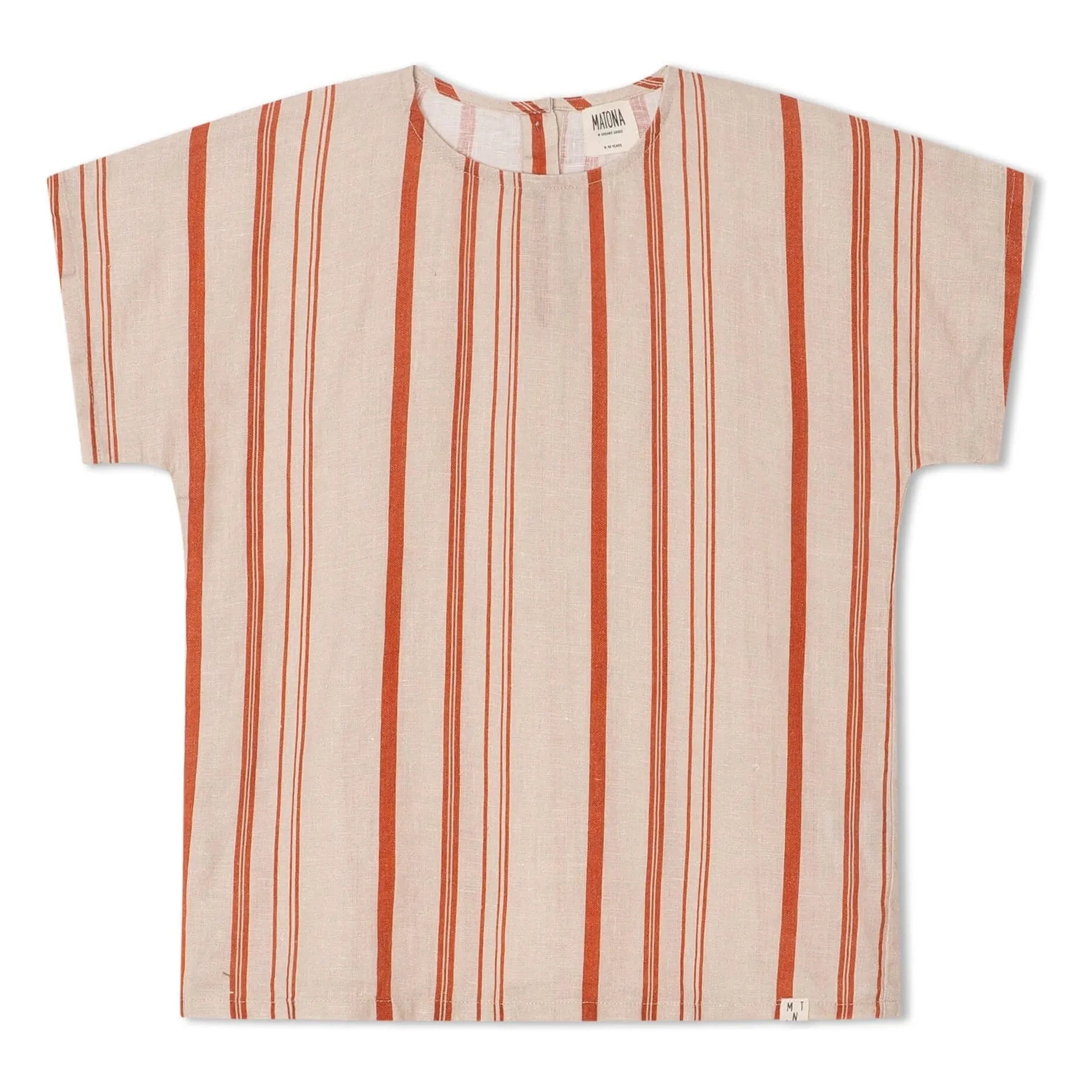 Matona - Easy Gestreiftes Leinen-T-Shirt | Gebrochenes Weiß