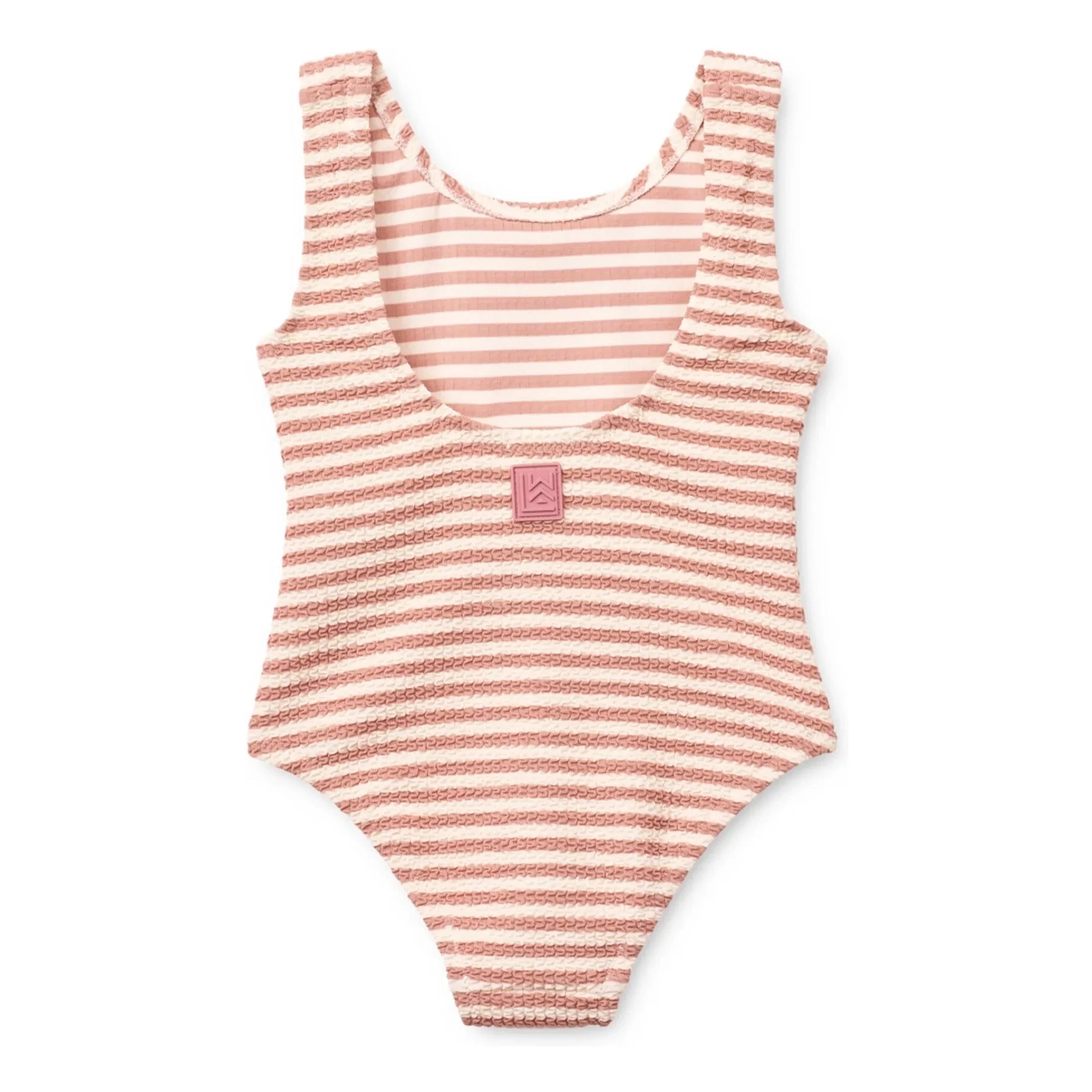 Liewood - Bianco gestreifter Badeanzug aus recycelten Fasern mit Textur | Dusty Rose